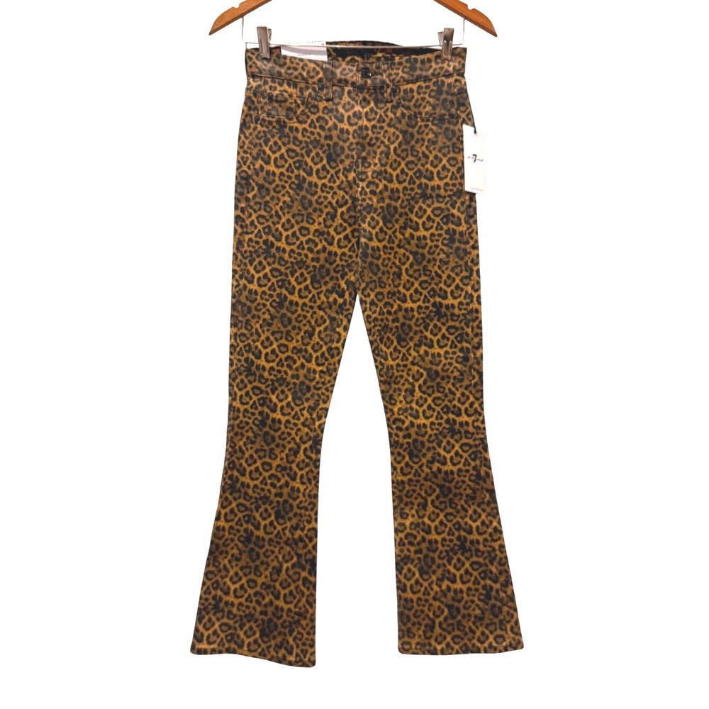 7 For All Mankind Womens Leopard Print High Waist Slim Kick Jeans Size 26 NWT